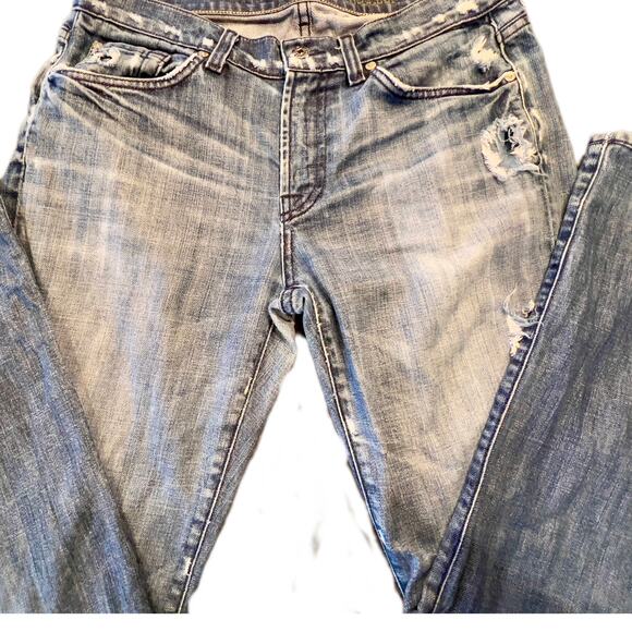Mens 7 For All Man Kind, Vintage ,Y2K, boot cut, med wash natural distressing 32 - Picture 4 of 5